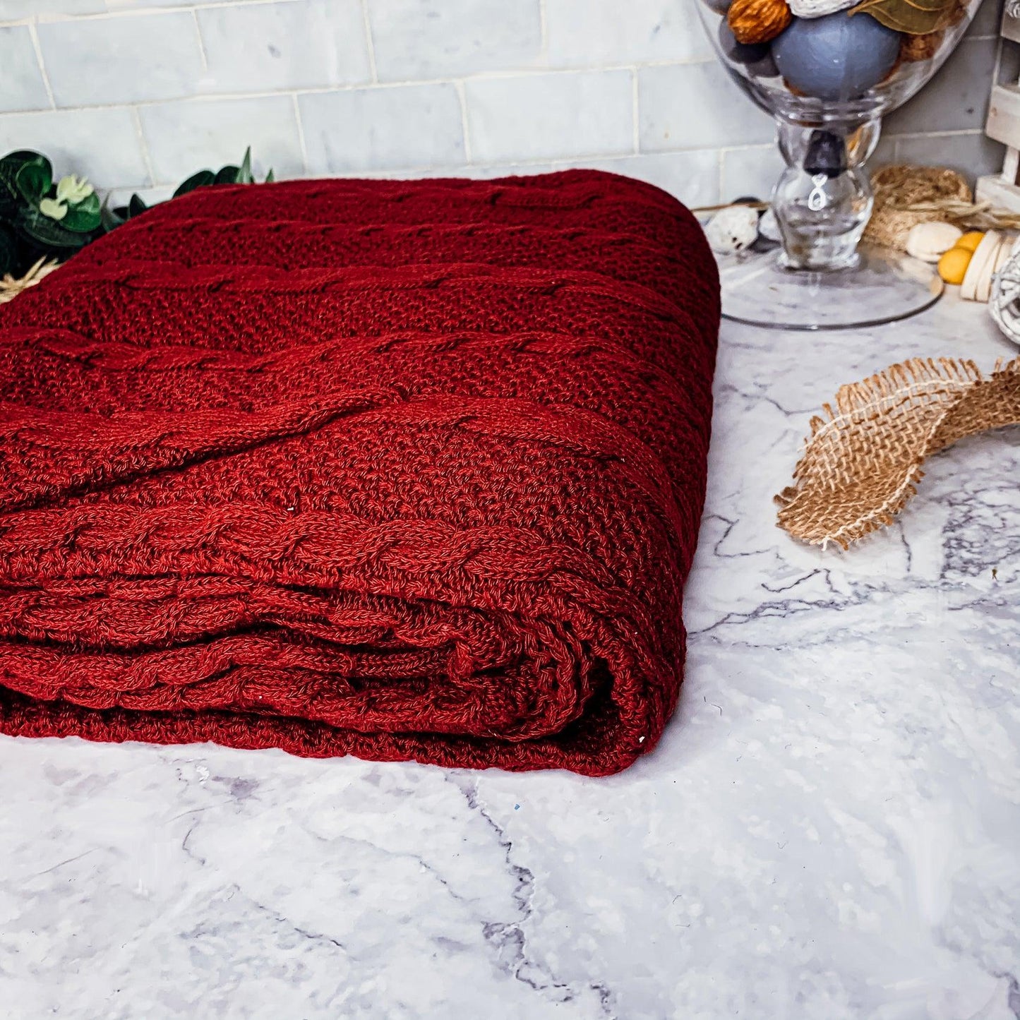 Claret Knit Sweater Throw Blanket