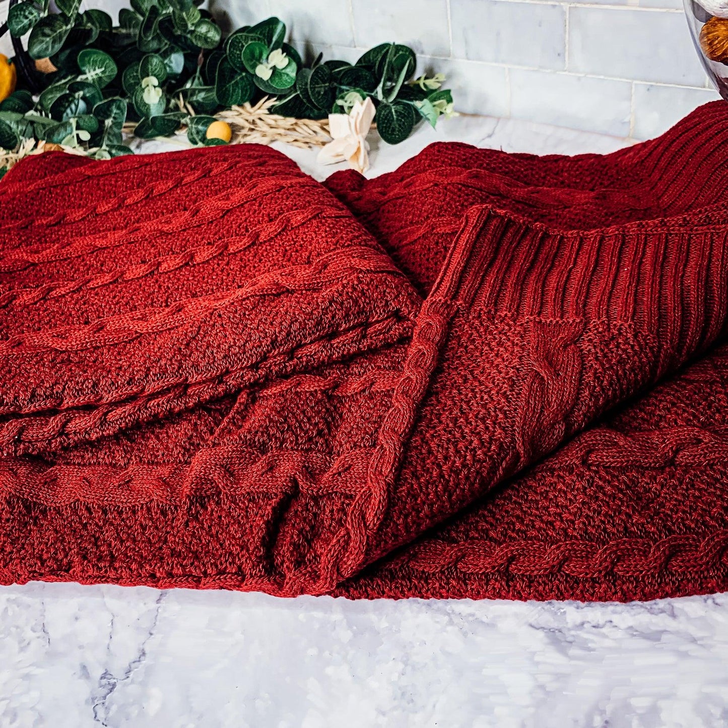 Claret Knit Sweater Throw Blanket