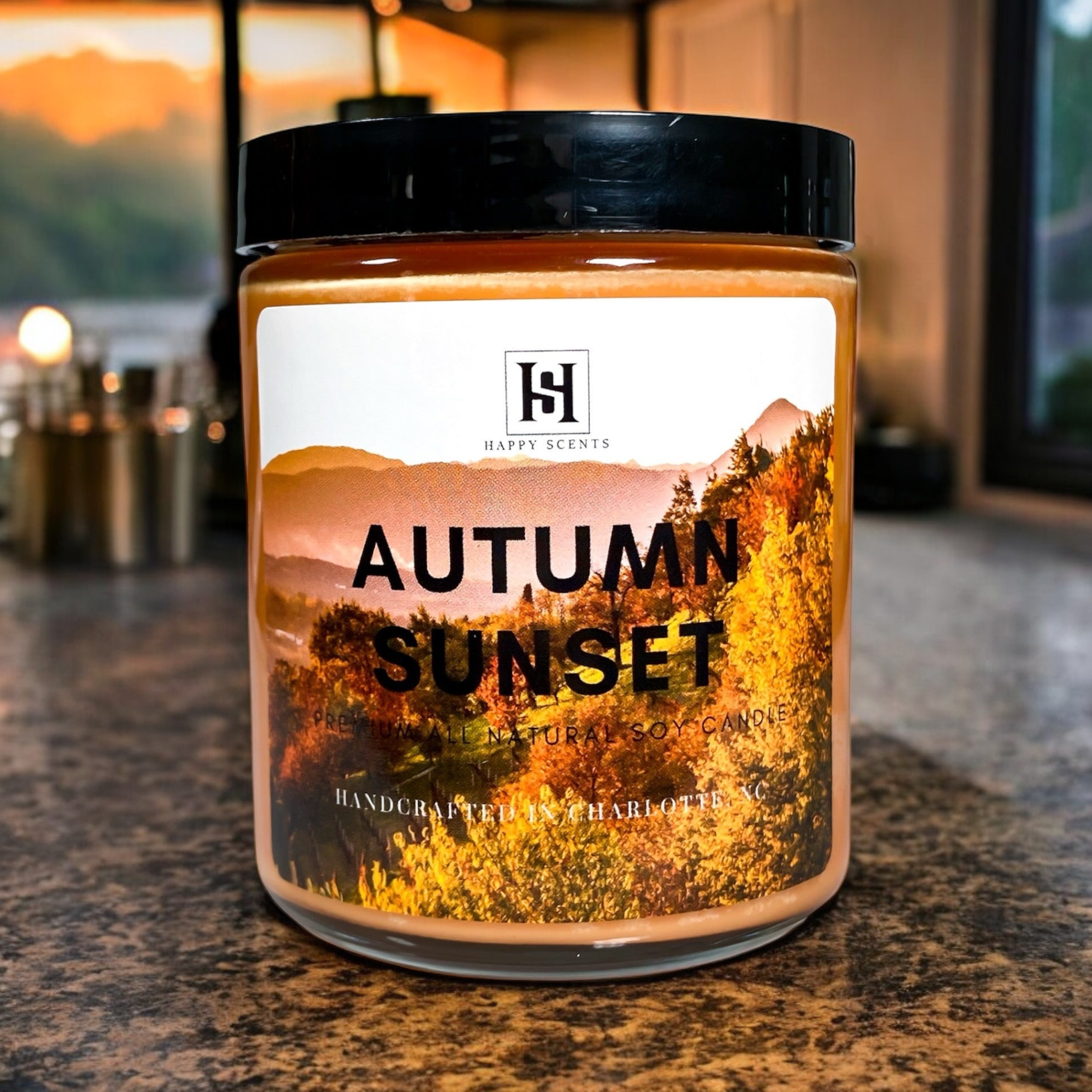 Autumn Sunset candle. Fall Candle